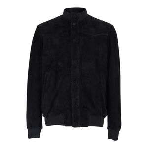 Low Brand Men Black Jacket With High Collar And Button Closure In Suede For Men